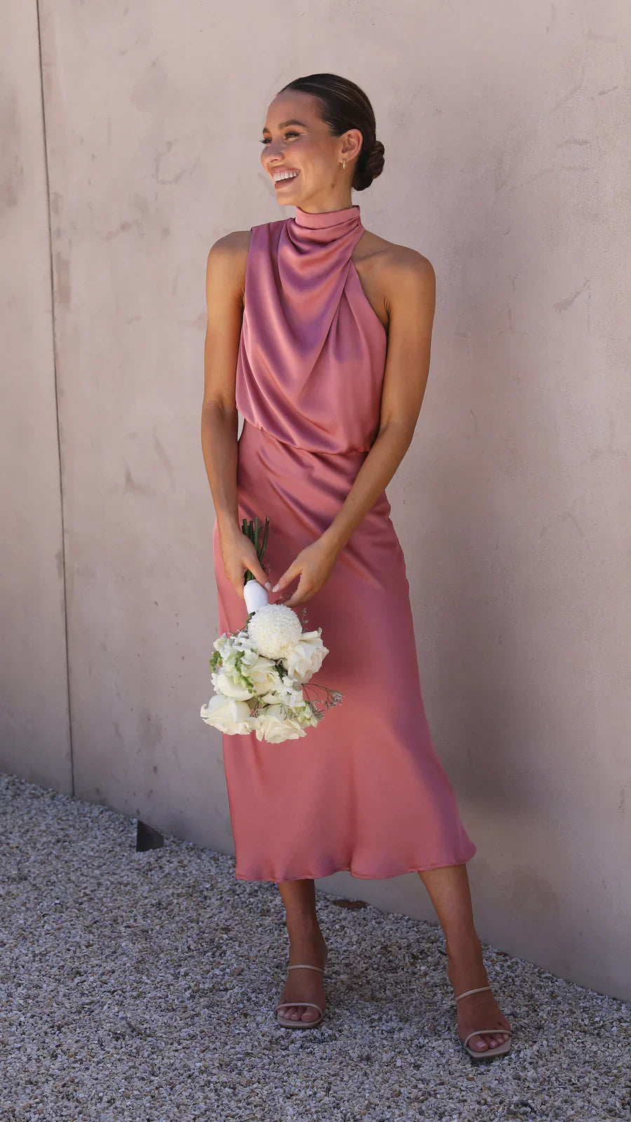 Amara Satin Couture Midi Dress