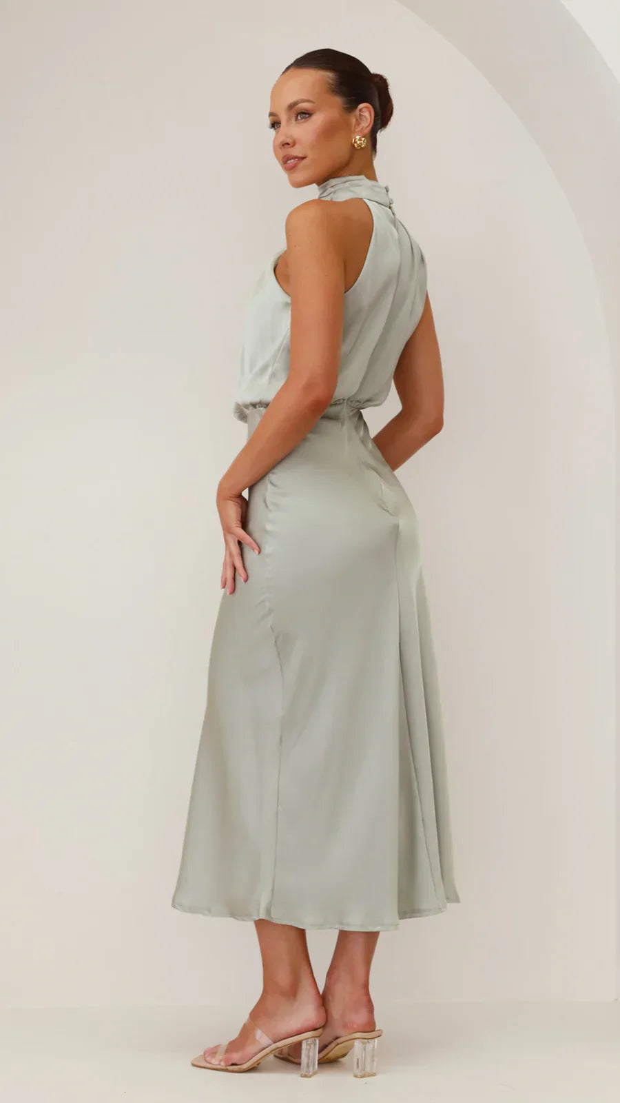Amara Satin Couture Midi Dress