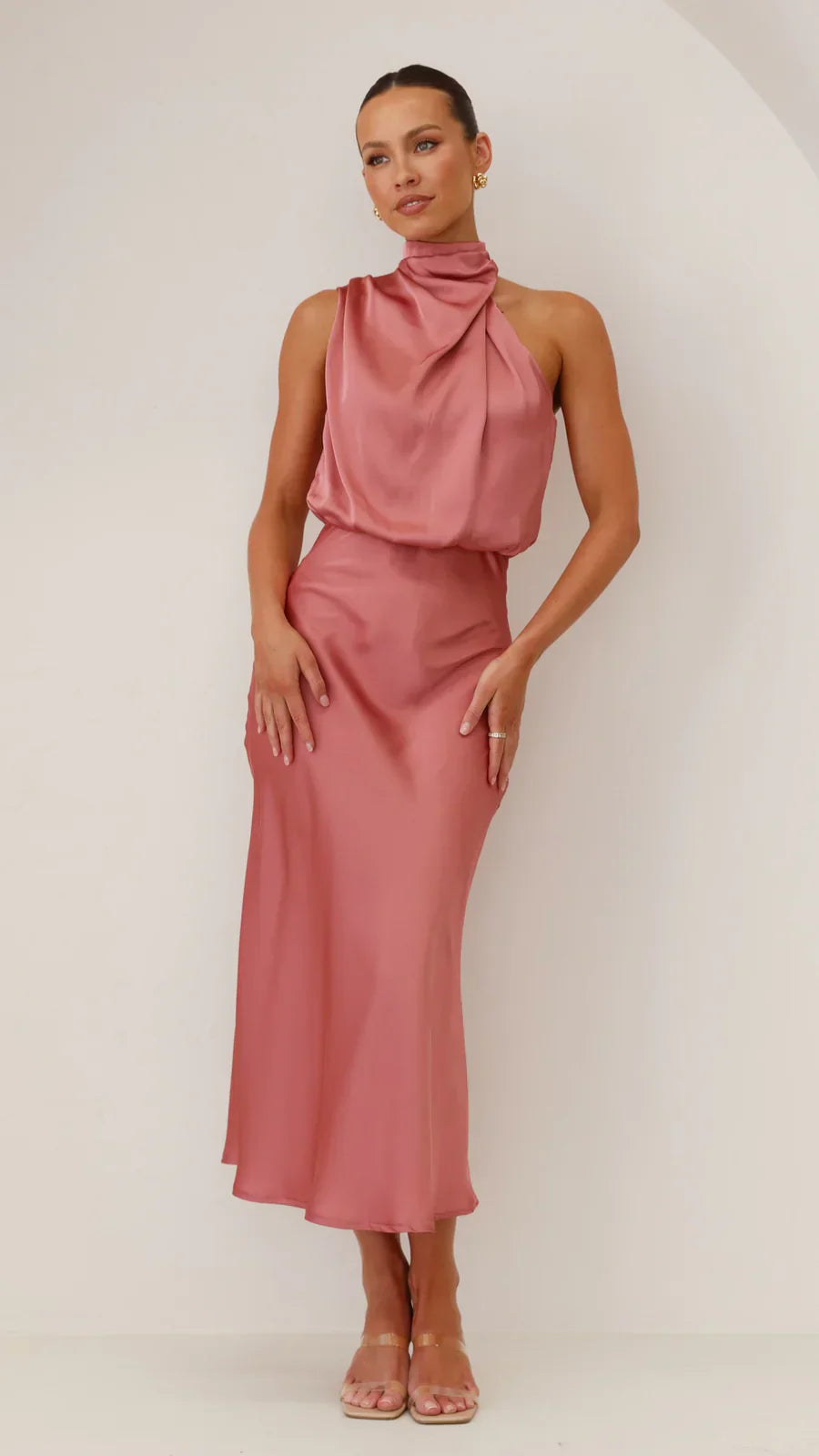 Amara Satin Couture Midi Dress