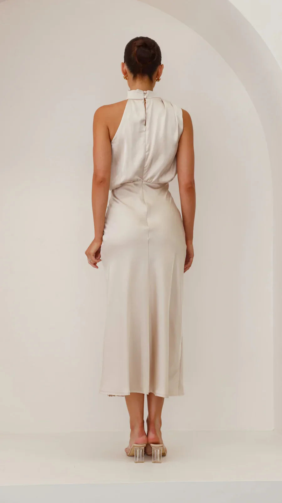 Amara Satin Couture Midi Dress
