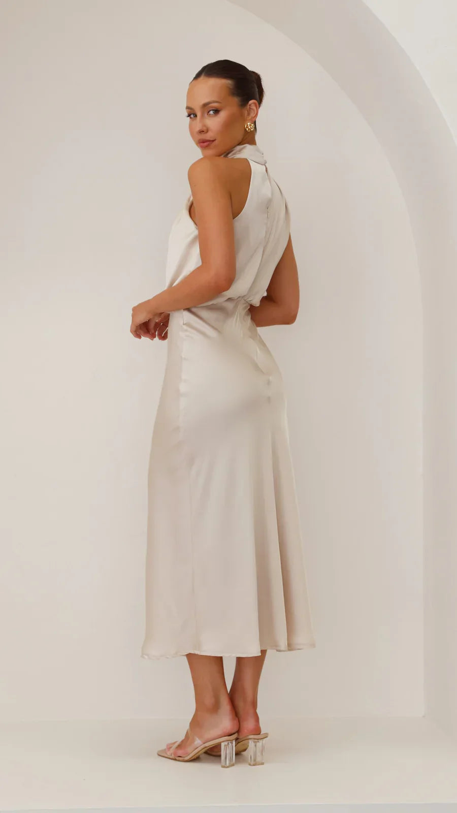 Amara Satin Couture Midi Dress