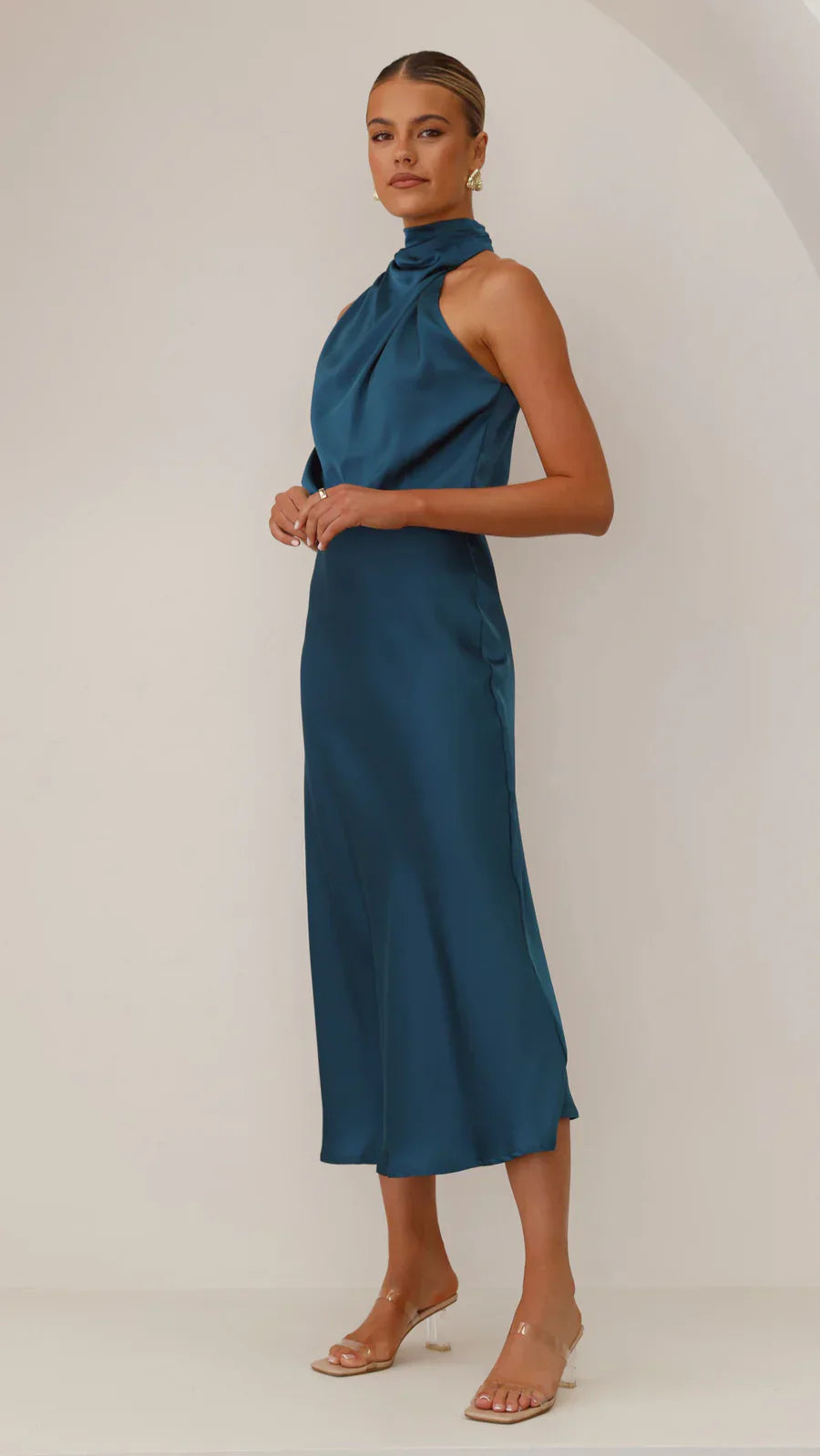 Amara Satin Couture Midi Dress