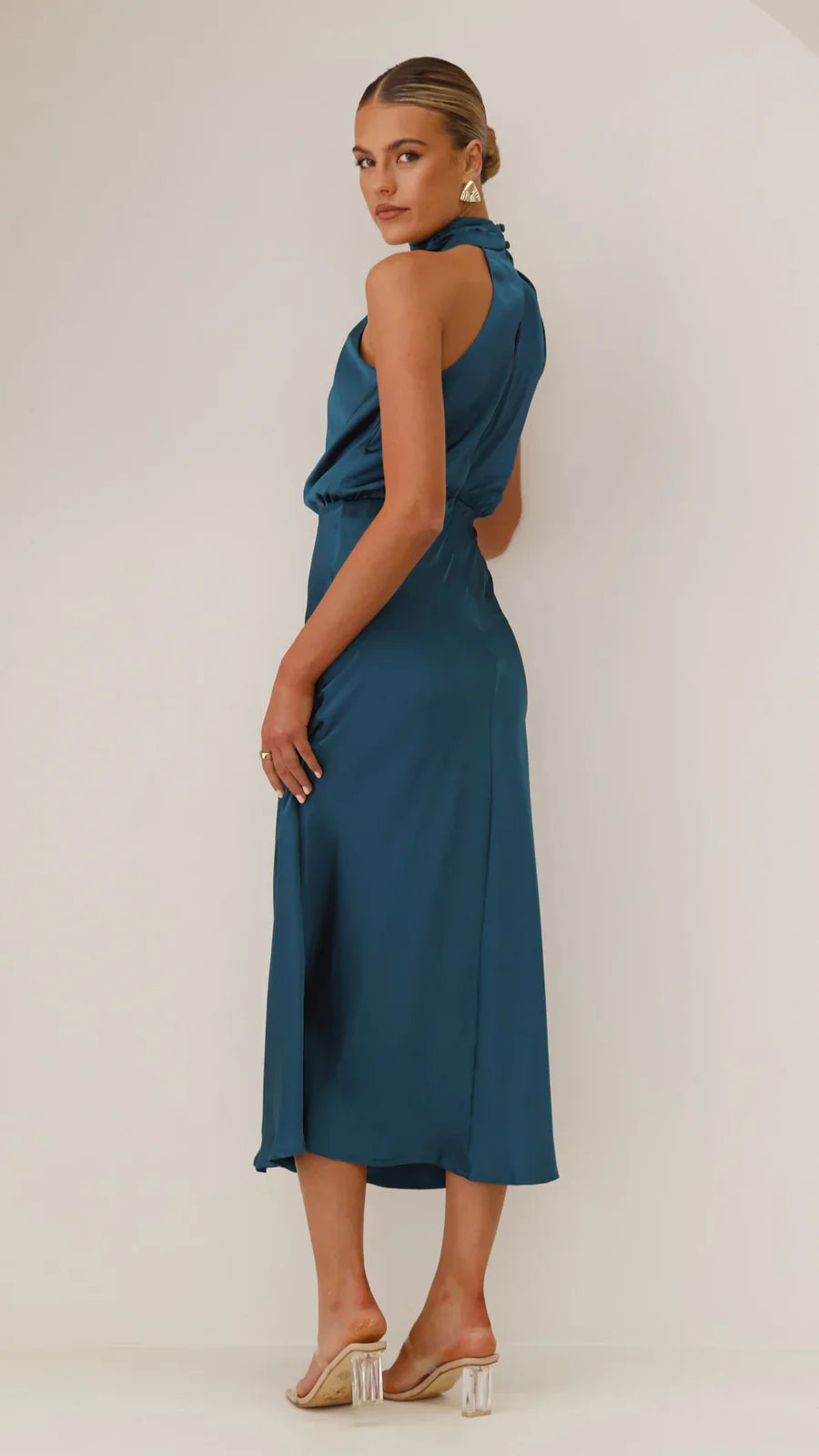 Amara Satin Couture Midi Dress