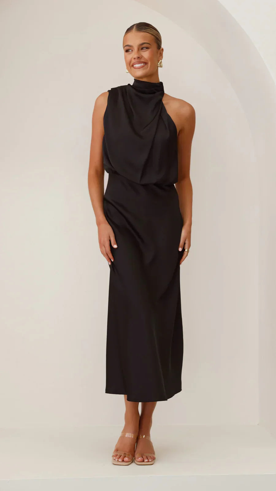 Amara Satin Couture Midi Dress