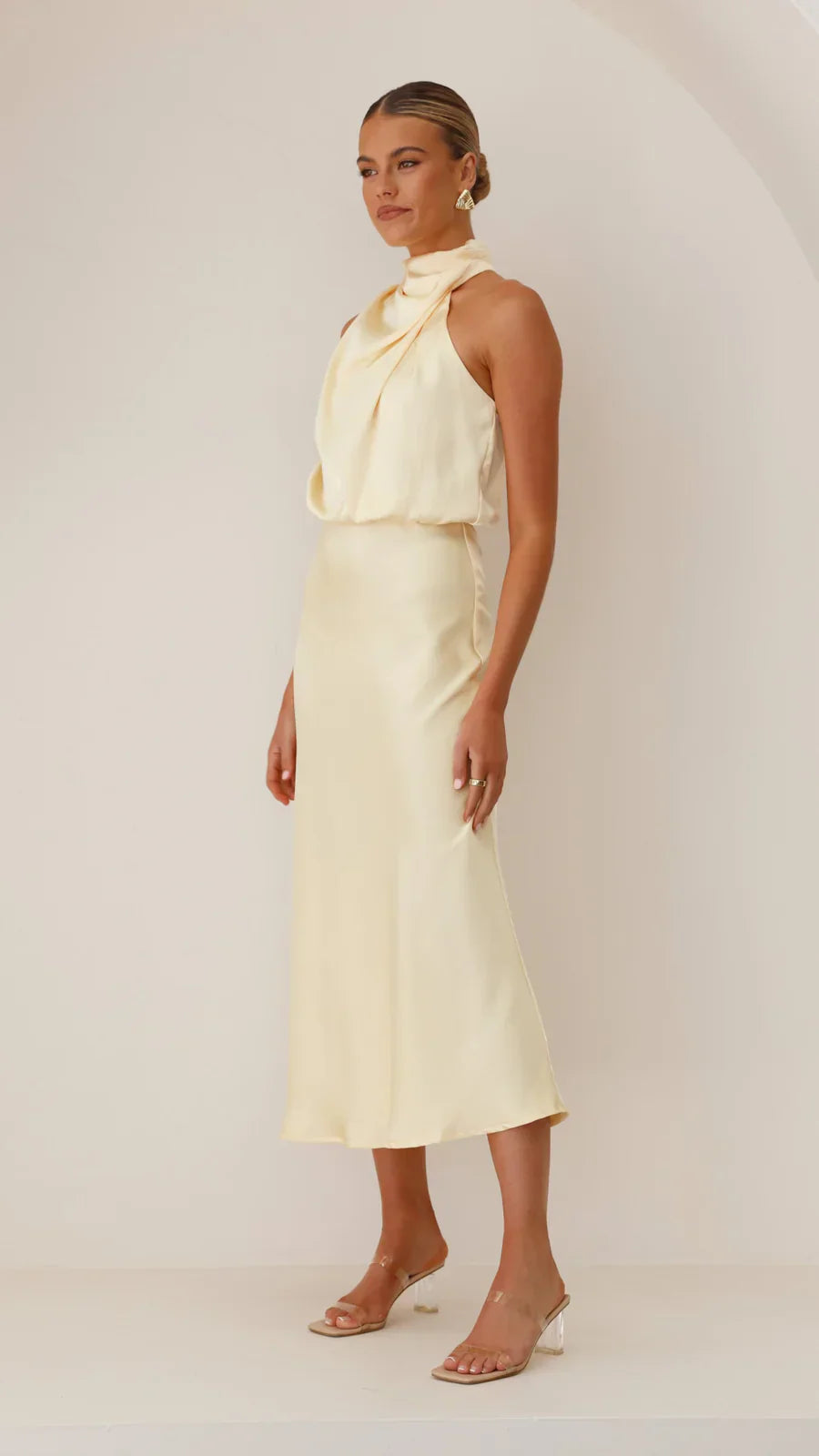 Amara Satin Couture Midi Dress