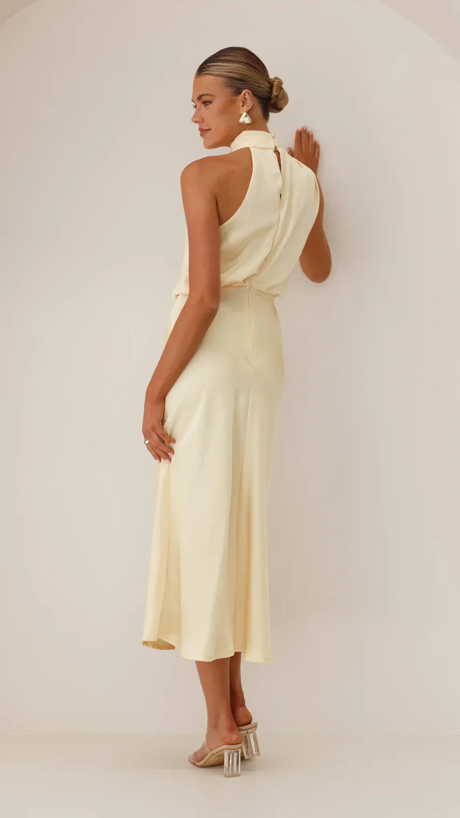 Amara Satin Couture Midi Dress