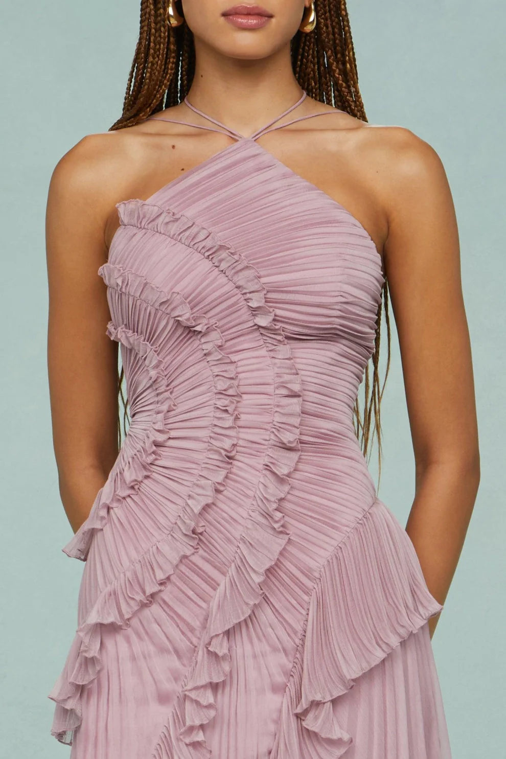 Alina Midi Dress with Pleated Skirt