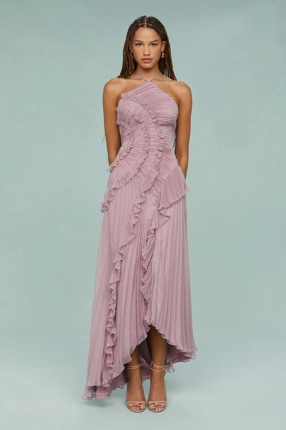 Alina Midi Dress with Pleated Skirt