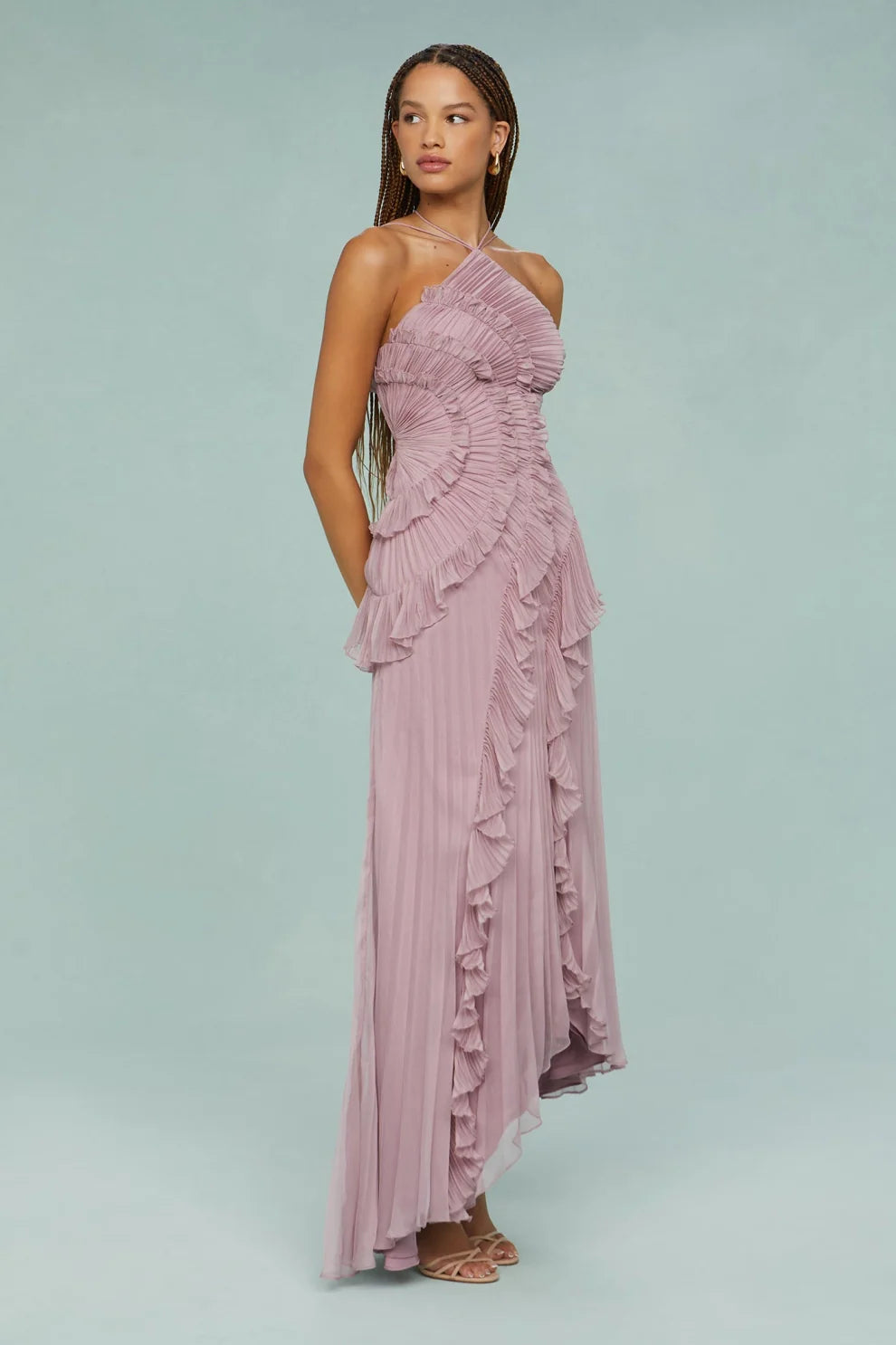Alina Midi Dress with Pleated Skirt