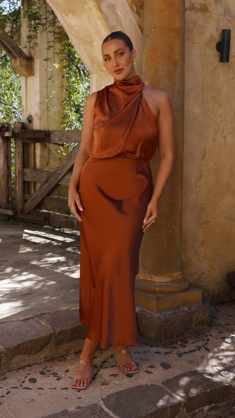 Amara Satin Couture Midi Dress