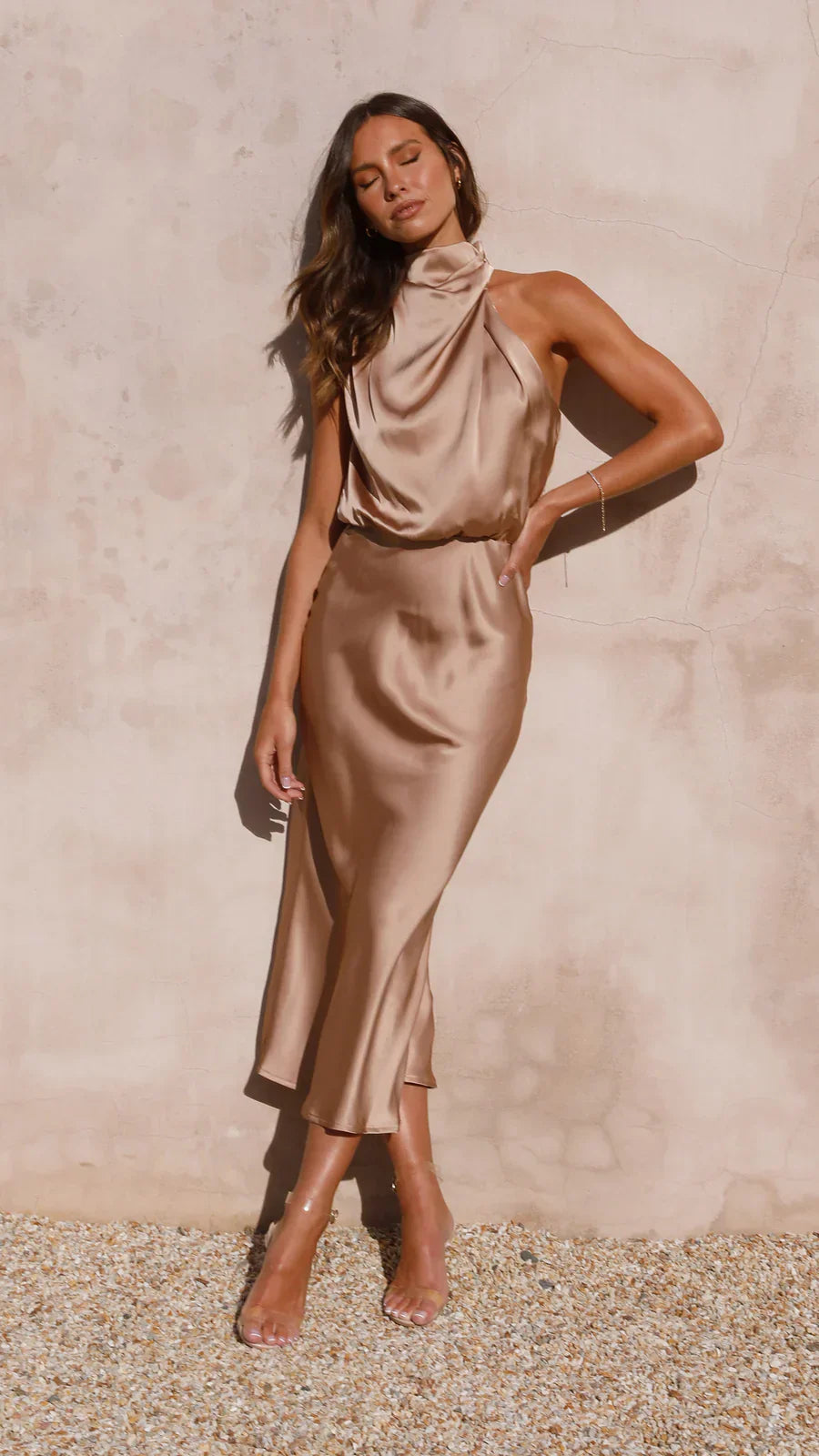Amara Satin Couture Midi Dress