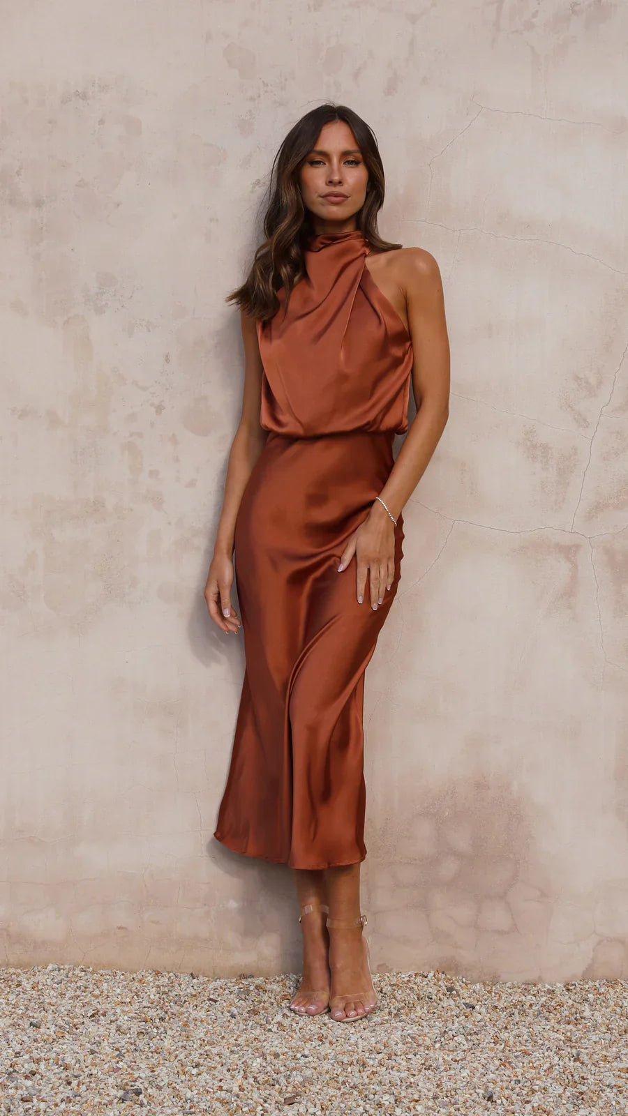 Amara Satin Couture Midi Dress
