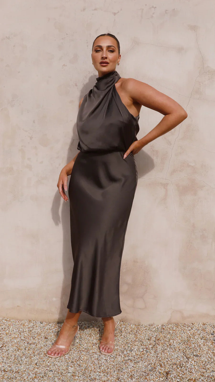 Amara Satin Couture Midi Dress