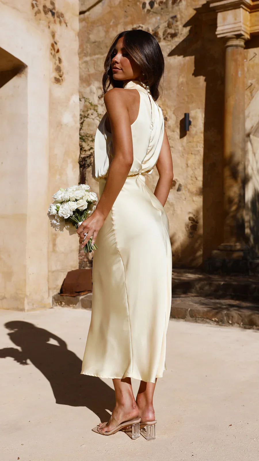 Amara Satin Couture Midi Dress