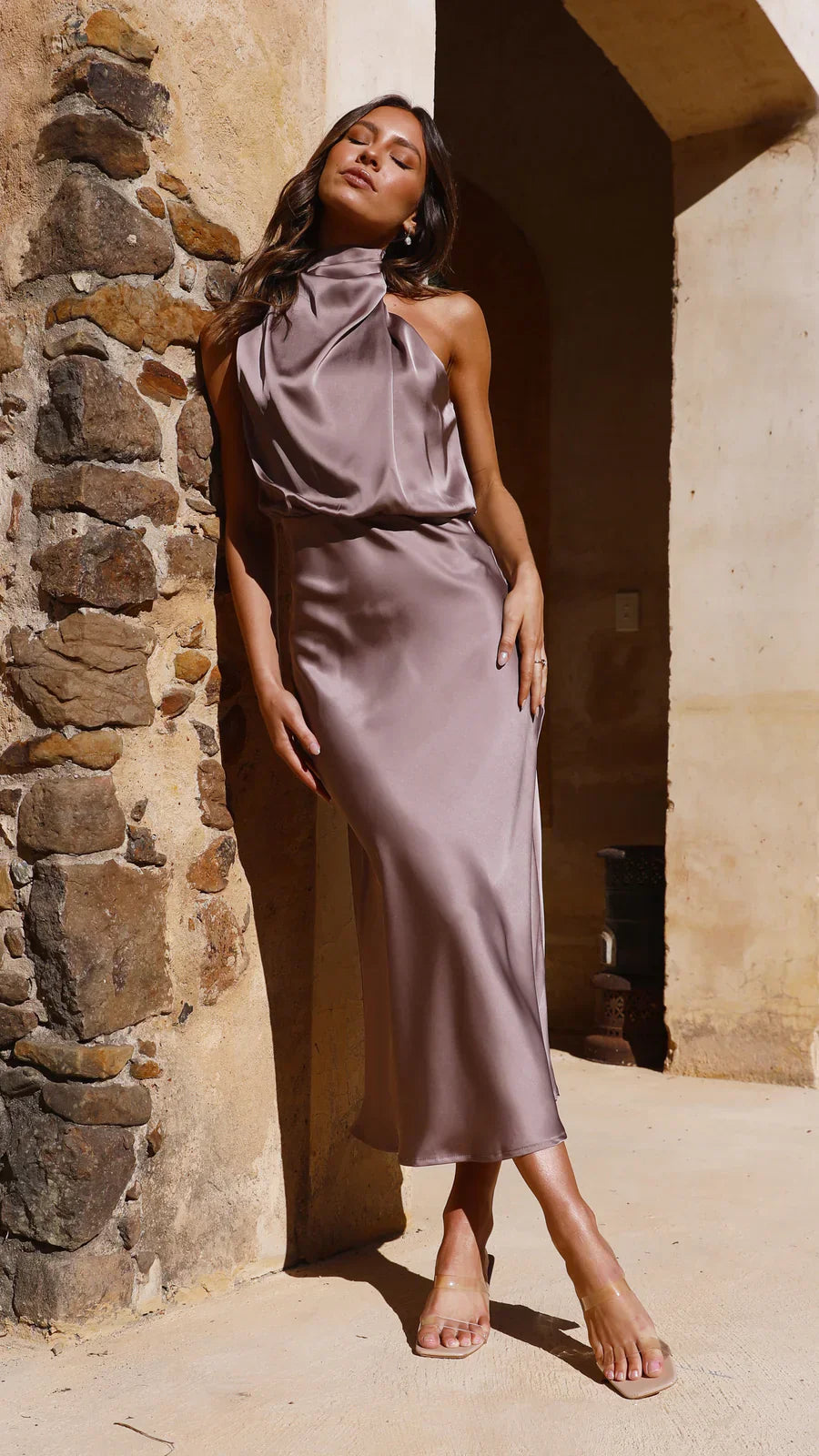 Amara Satin Couture Midi Dress