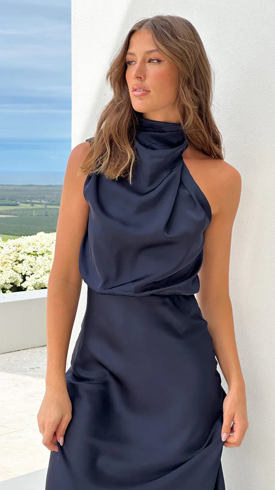 Amara Satin Couture Midi Dress