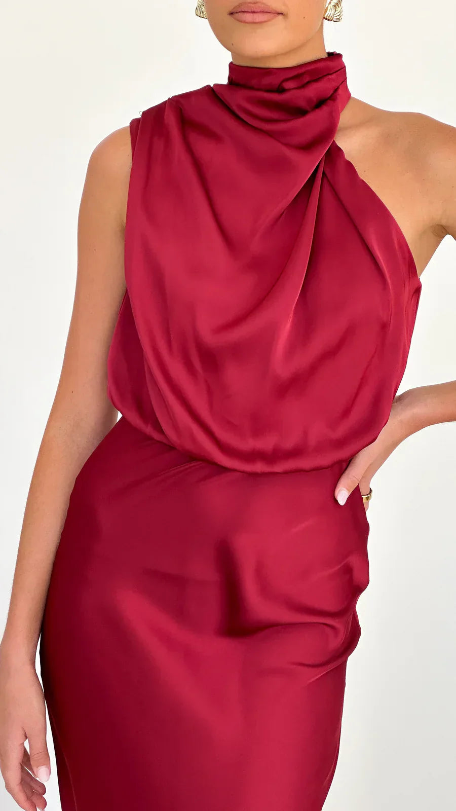 Amara Satin Couture Midi Dress
