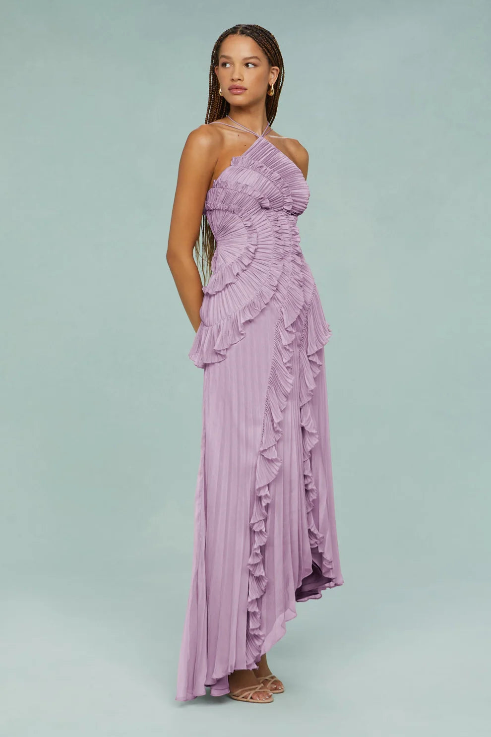 Alina Midi Dress with Pleated Skirt