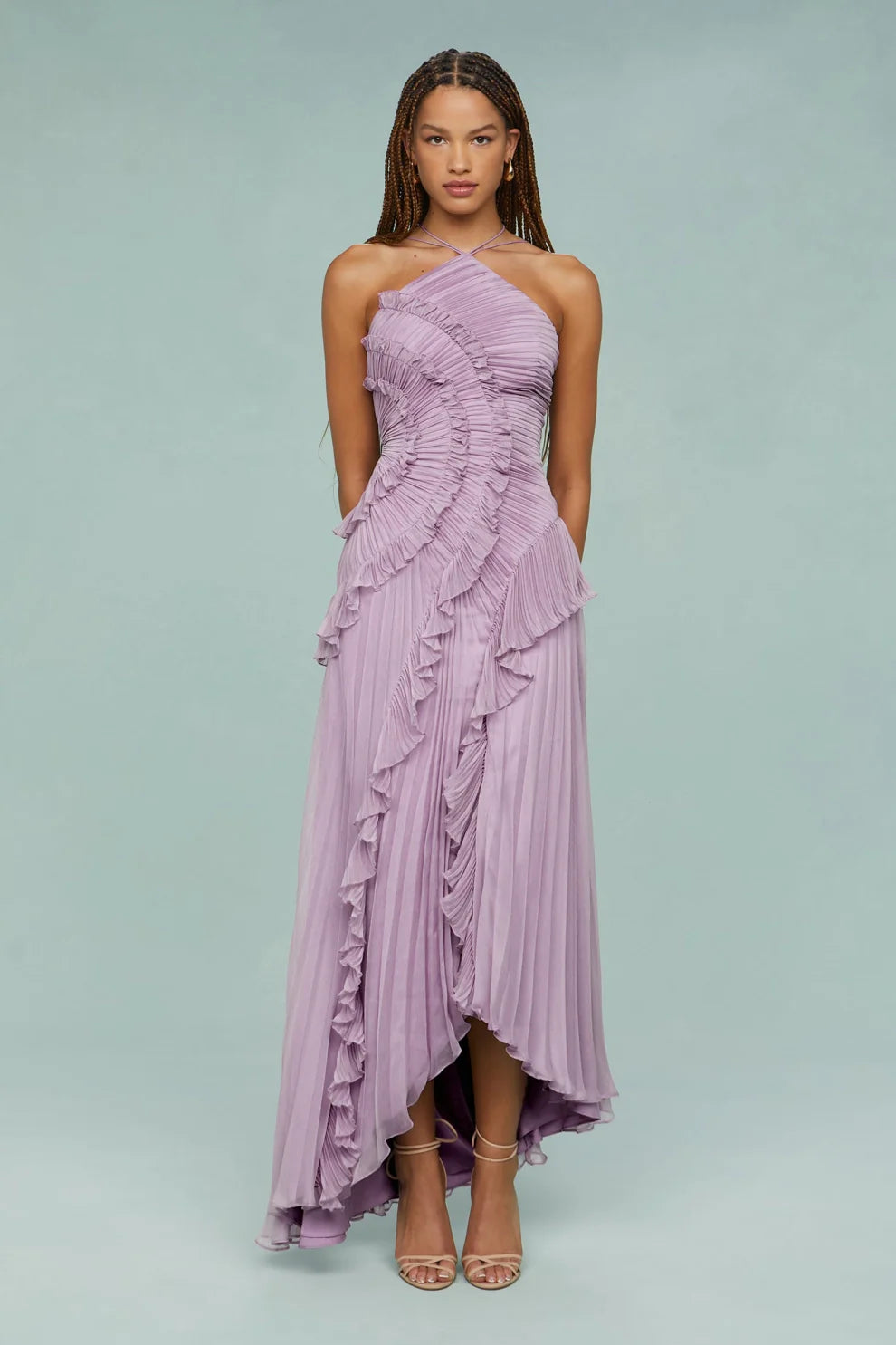 Alina Midi Dress with Pleated Skirt