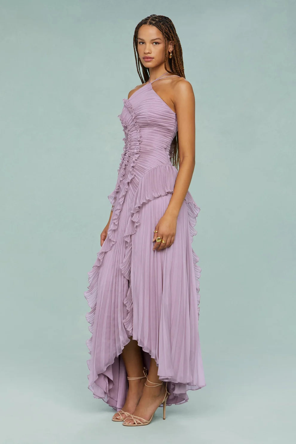 Alina Midi Dress with Pleated Skirt