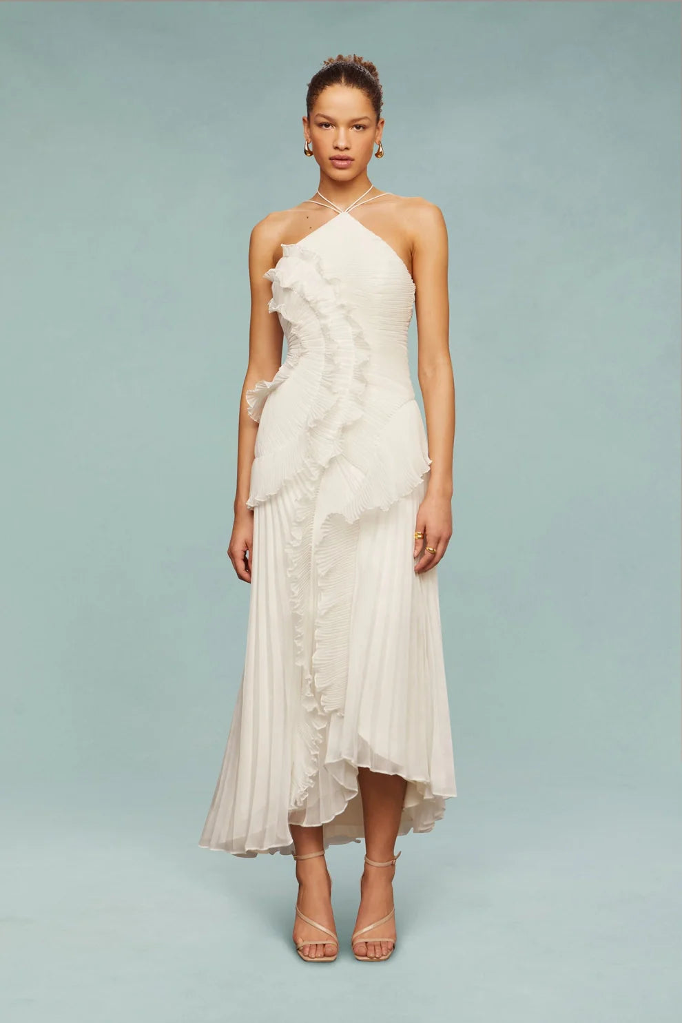Alina Midi Dress with Pleated Skirt