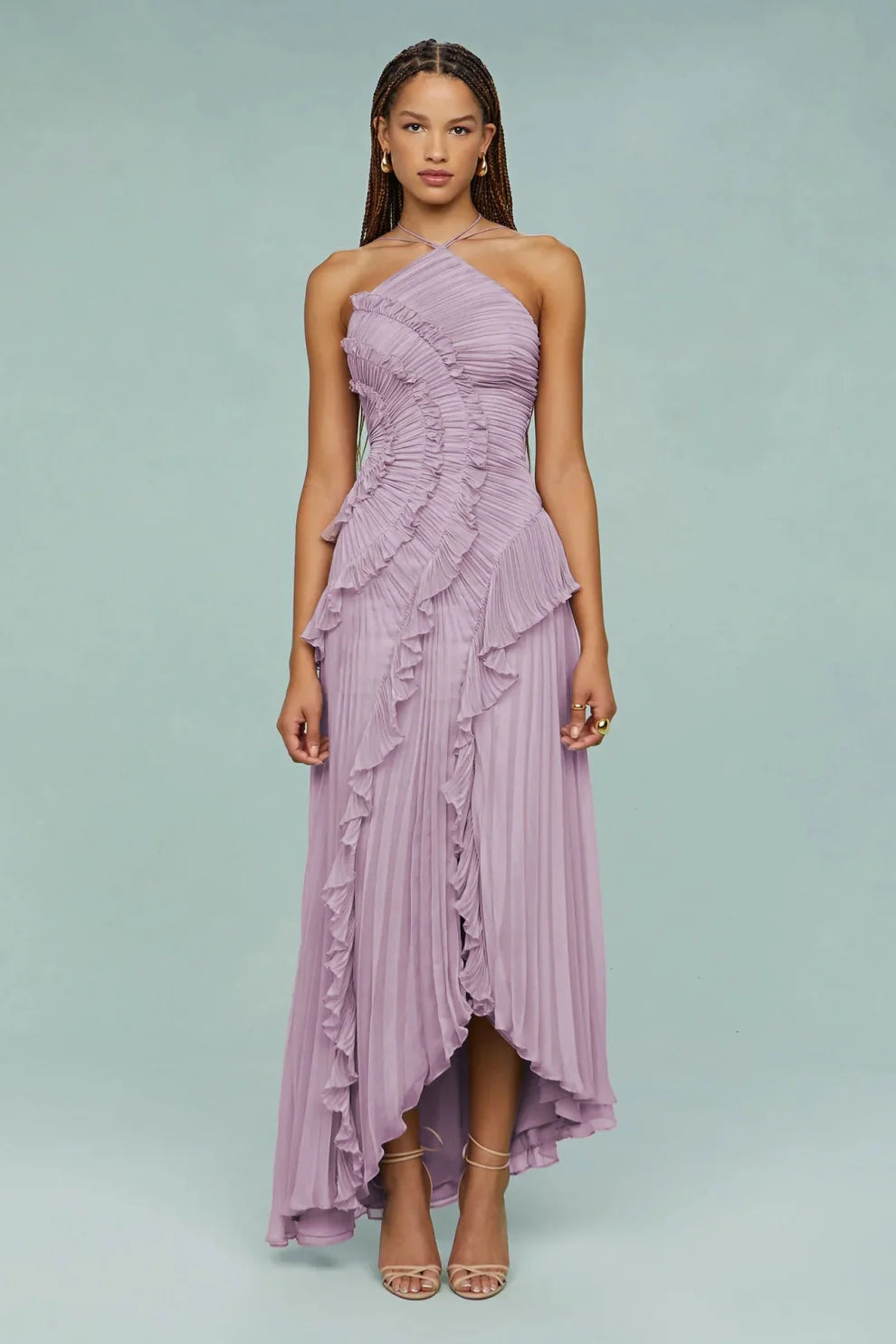 Alina Midi Dress with Pleated Skirt